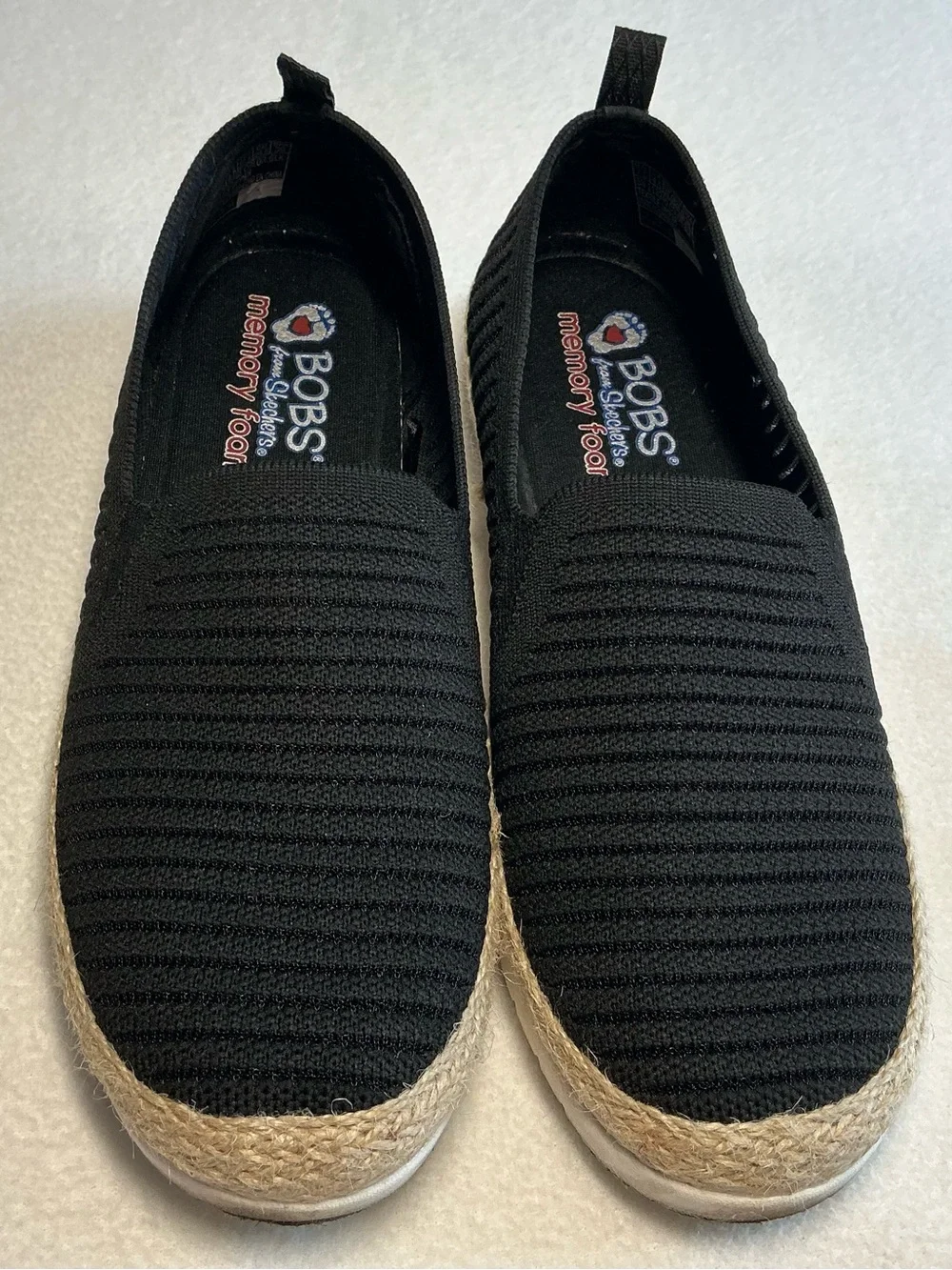 Skechers BOBS Black Slip-On Memory Foam Flats - Picture 1 of 8